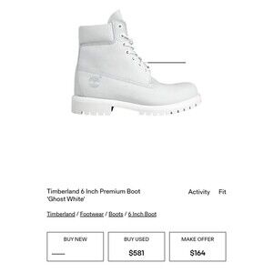 Mens Timberland Premium 6 inch Boots A180L Vapourous Grey Mens US 11